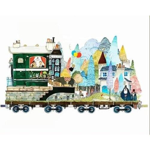 Cioioil-X749 Childlike dream country life train DIY oil painting by numbers for home decor unique gift