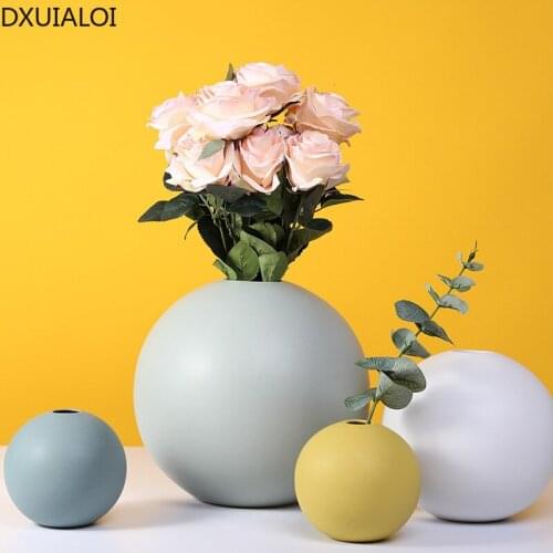 Home decoration Nordic modern minimalist round ceramic vase creative soft decoration home living room bedroom decoration