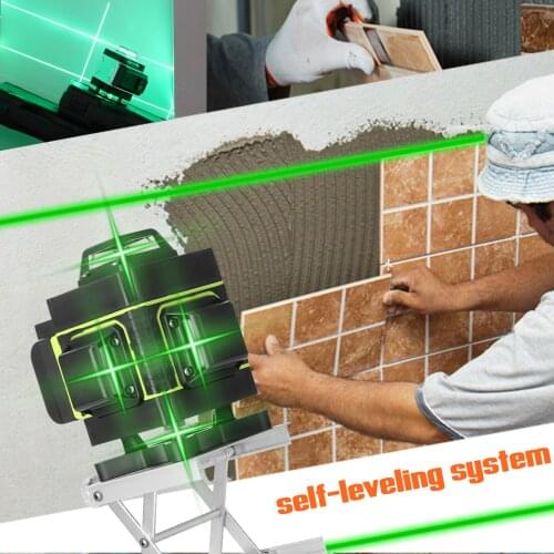 KKmoon 16 Line Level Tool Vertical Horizontal Line with Self-leveling Function with 1.5M 3-Height Adjustable Alloy Extension Bar