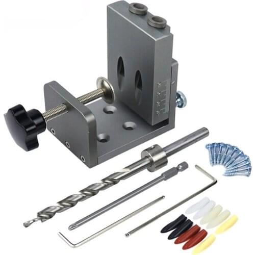 Woodworking Pocket Hole Locator Jig Kit Wood Doweling Puncher with 9mm Step Dril 2020 New