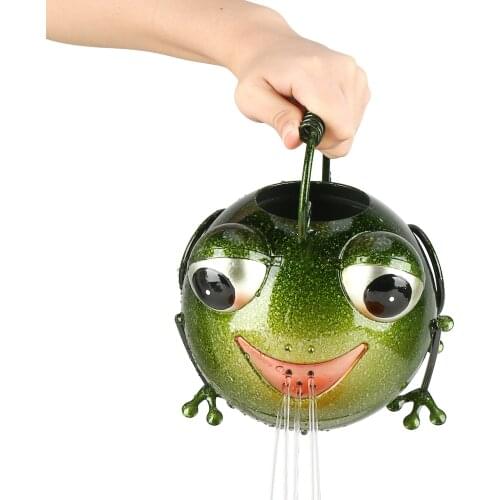 Tooarts Cartoon Frog Watering Pot Iron Animal Watering Can Metal Sprinkle Kettle Fairy Garden Decoration Home Plant Pot Bottle
