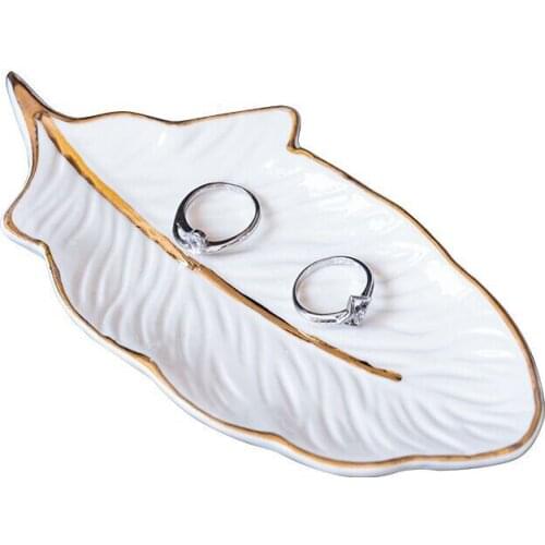 Ceramic Feather Plate Jewelry Dish Nordic Ins Style Home Wedding Decoration Storage dish Snack