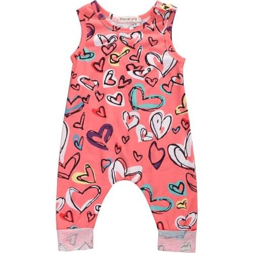 Toddler Newborn Baby Girl Clothes Jumpsuits Infant Kids Girl Childrens Clothing Set Sleeveless Romper Floral Print Outfit 0-24M