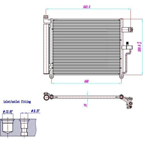 OE 97606-25600 Condenser, air conditioning(Air Conditioning, universal) For HYUNDAI ACCENT/VERNA Dimensions 448×359.6×18(mm)