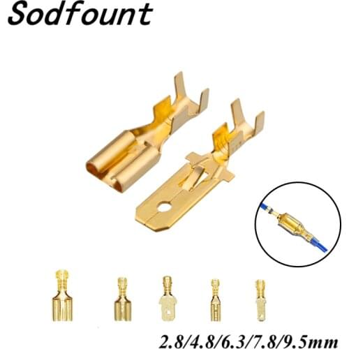 100pcs H62 Brass Tinned 6.3mm 4.8mm 2.8mm Automotive Connector Female Male Terminals E6.3B