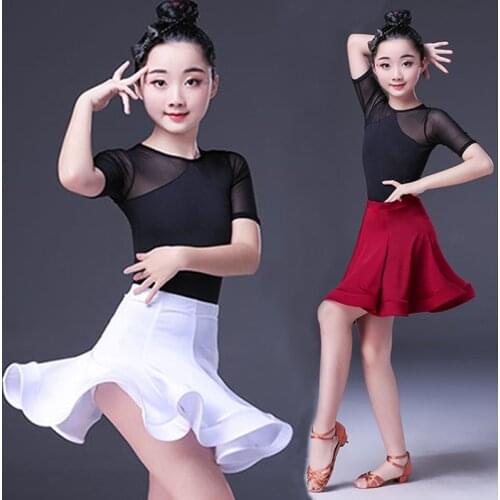 2pcs Suit Girl Latin Dance Dress Kid Competition Latin Dance Clothes for Girls Ballroom Kid Dancing Costumes Child White Skirt