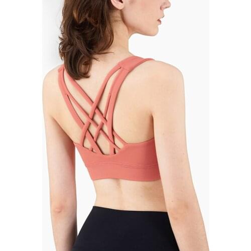 Cross Back Fitness Running Underwear Nude Yoga Bra Fox Gathered Bra Workout Tops Thin Strap Sports Bra High Impact Sports Bra