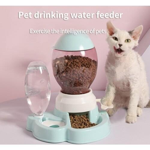 Pet Dogs Water Bowl Cat Drinking Feeder Drinking Water to Eat Food Utensils Automatically Refill Water Not Stuck Pet Supplies