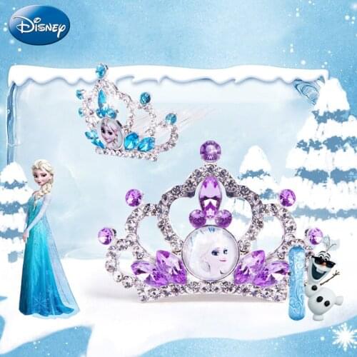 Cartoon Disney Frozen 2 Elsa Princess Girls Crown Sofia Ariel Heart Jewel Crown Kids Makeup Pretend Play Toys Birthday Gifts