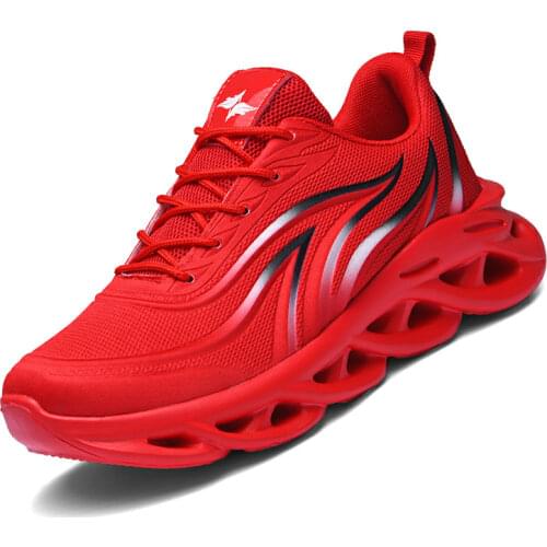 Mens Flame Printed Sneakers Flying Weave Sports Shoes Comfortable Running Shoes Outdoor Men Athletic Shoes