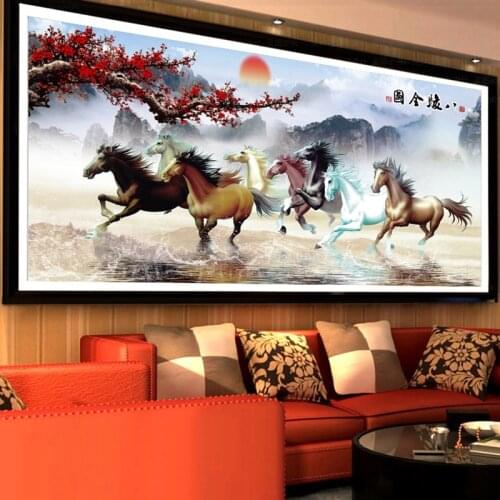 New Animals eight horses,DIY Landscape Painting,Needlework,Embroidery,Cross stitch,kits,14ct 11ct scenery home Cross-stitch,Sets