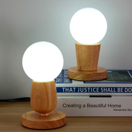 Night Light Bedroom Table Lamp Creative Nordic Simple Modern Solid Wood Warm Light Energy-Saving Baby Feeding Mini Bedside Lamp