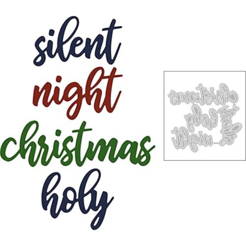 2020 New Christmas English Word Holy Silent Night Metal Cutting Dies For DIY Scrapbooking Greeting Card Paper Making no stamps