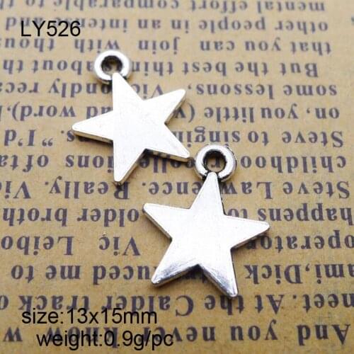Newest 50 Pieces/Lot 13x15mm Antique Silver Plated Star Alloy Charm For Jewelry Making