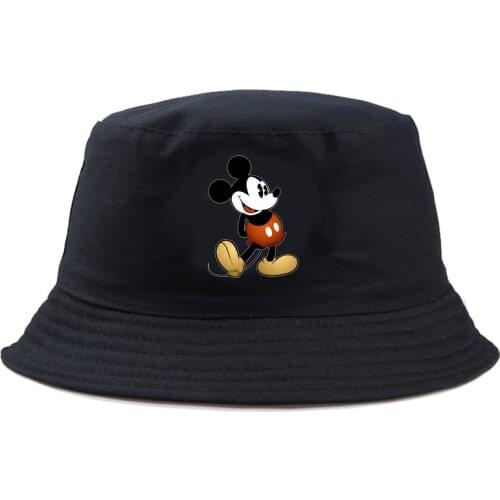 Disney Mickey Mouse Bucket Hat Cartoon Adult Hats Solid Casual Gorros Fashion Outdoor Reversible Cartoon Graphic Hat 58 cm