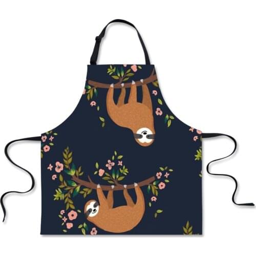 Cartoon Sloth Print BBQ Grill Baking Accessories Funny Aprons For Woman Men Cooking Chef Party Apron Women Novetly Waiter Aprons