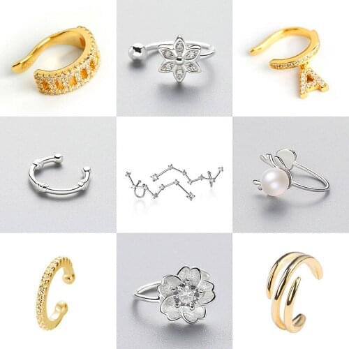 INZATT Real 925 Sterling Silver Geometric Zircon Clip Earrings For Fashion Women Fine Jewelry Minimalist Bohemian Accessories