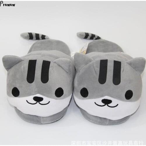 Flip flops fur home slippers winter women shoes Cat animation comfortable indoor cotton shoes zapatos de mujer fluffy slides