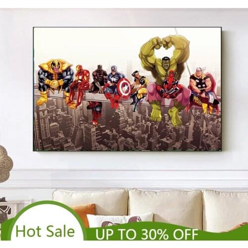Funny Movie Marvel Avengers Superhero Paintings Canvas Painting Poster and Print Wall Art Picture for Kids Room Cuadros No Frame