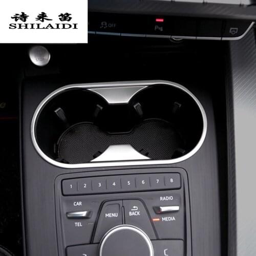 Car Styling Water Cup Holder Gear Shift Panel Multimedia decoration Cover Stickers Trim For Audi A4 B9 Interior Auto Accessories