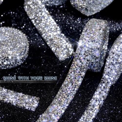 Rhinestones Trim Hotfix 1 Yard Strass Sewing Rhinestone Tape Applicator Ribbon With Rhinestones Iron On For Clothes Accessories
