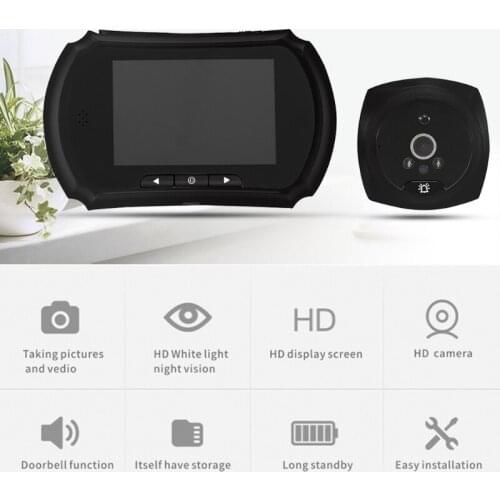 Smart Digital Video Doorbell Camera 3.5'' High Definition Screen IR Night Vision PIR Motion Detection 2500mAh Battery