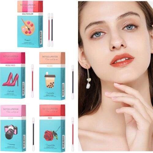 20 Pieces Cotton Swab Lipsticks Waterproof, Easy to Carry, Not Easy to Stain the Cup, Box Packaging, Convenient and Portable