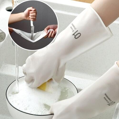 Waterproof Glove Durable Thin Rubber Dishwashing Women Gloves Winter Home Chores Cleaning Tool Eldiven for Kitchen,Bathroom,Bar