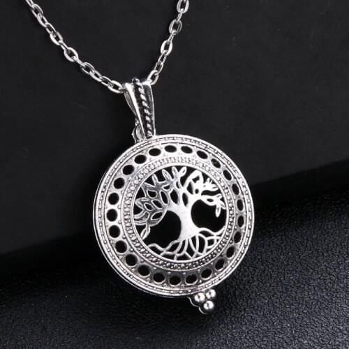 High Quality Tree Of Life Aroma Box Necklace Antique Retro Magnetic Pendant Essential Oil Diffuser Locket Pendant High Jewelry