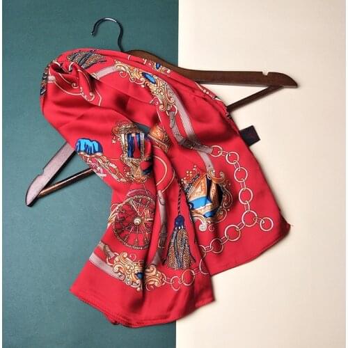 90*90cm TOP Silk superior quality Carriage Scarves Women Foulard Square Hijab Scarf Ladies Shawl wrap muffler pareo female hijab