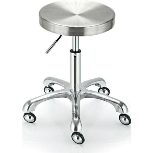 Explosion Proof Stainless Steel Cosmetology Stool Lifted and Rotation Barber Stool Slidable Staff Chair Simple Style Bar Chair