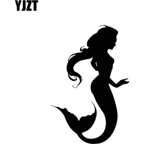 YJZT 8.2*12.4CM Silhoutte Mermaid Cute Girl Fashion Style Cartoon Design Car Sticker Vinyl Decal Black/Silver C20-0755