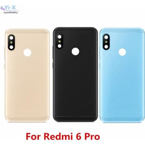 Back Battery Cover for Xiaomi Redmi 6 Pro / Mi A2 Lite Battery Back Cover Rear Housing Metal Door With Glass Lens