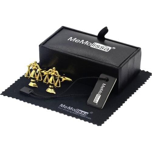 MeMolissa Display Box Cufflinks Trendy Balance Scale Cufflinks Luxury Gold Cufflink Wedding Male Cufflink Free Tag & Wipe Cloth
