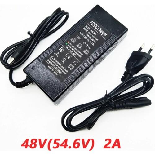 100pcs 54.6v 2A charger 13 series of battery pack charger 48V 2A constant current constant pressure is full of self-stop