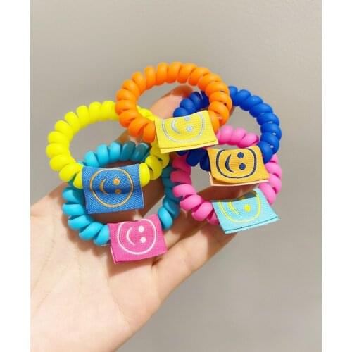 Candy Color Fluorescent Smiling Face Girlish Head Rope High Stretch Hottie Colours Hair Ring Frosted Rubber Band Lolita Ponytail