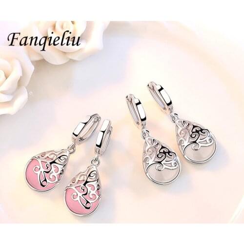 Fanqieliu 925 Sterling Silver Drop Earrings For Women Fine Jewelry Moonlight Opal Tears Totem Dangle Earrings FQL193141