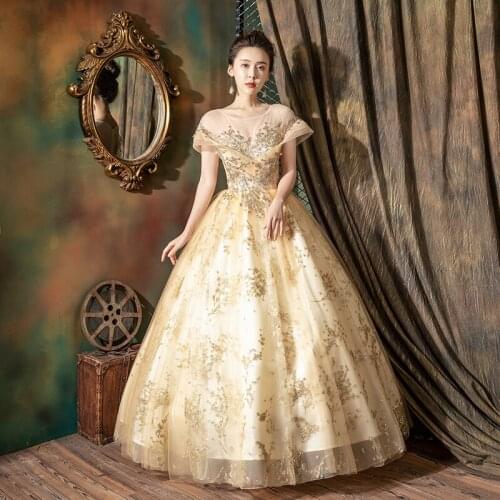 New Banquet Gold Pink Elegant Quinceanera Dresses Sweet Ball Gown Sequins Appliques Long Prom Formal Gown Vestidos Para 15