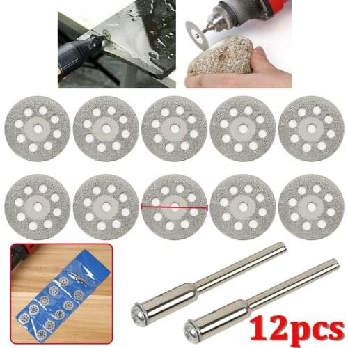 10pcs Diamond Cutting Disc Wheel with 2pcs Mandrel Connection Shank Mini Sawing Bladings Tool Set Saw Blades