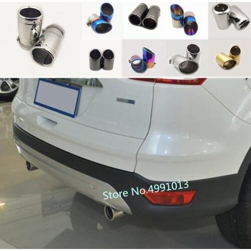 For Ford Kuga 2013 2014 2015 car styling cover muffler exterior end pipe dedicate stainless steel exhaust tip tail outlet 2pcs