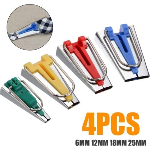 4pcs/set 6mm 12mm 18mm 25mm 4 Sizes Bias Tape Maker Tool Quilting Binding Hemming Tapemakers Set for Sewing