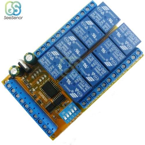 8 Channel DC 5V 12V 24V DIP Switch Delay Relay Module Non-locking Self-locking Interlock Latch Power Sequencer Low Pulse Trigger