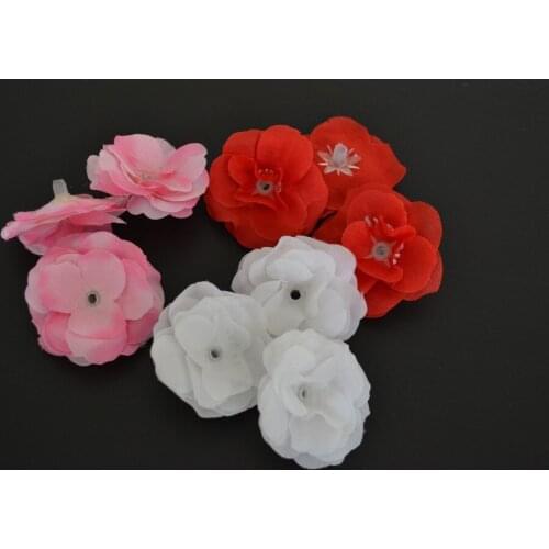 Free Shipping 100PCs/ Lot High Quality Made 48*25mm silk Blossom Mini Ros Flower Head, suitable for 3MM LED /rice bulb 3 Colors