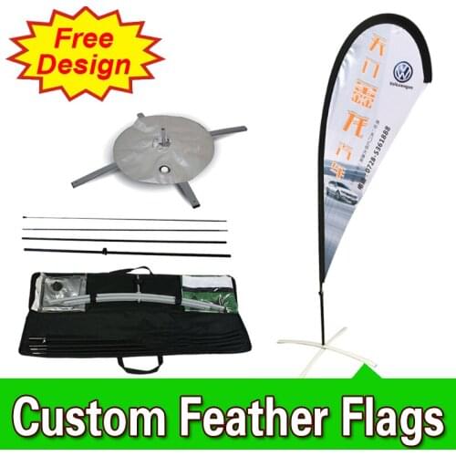Free Design Free Shipping Single Sided Cross Base Teardrop Flag Signs Advertising Open Feather Flags Flutter Flag