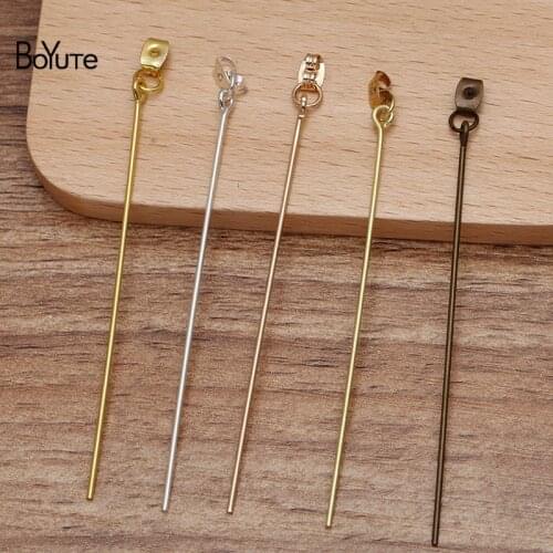 BoYuTe (100 Pieces/Lot) Metal Brass Earring Back Stopper with 70*1MM Pin Diy Handmade Earring Jewelry Accessories