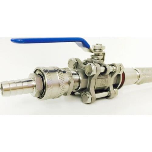 Homebrew Boil Kettle Advanced Weldless Quick Disconnect Bazooka Kit, 12" Kettle Screen, 3 Piece Ball Valve, 1/2" Hose Barb