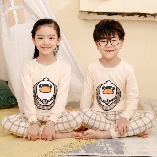 Children Pajamas Set Kids Sleepwear Autumn Boys Girls Cotton Animal Pijama Baby Clothes Set T-Shirts+Pants Pyjamas Nightwear 7Y
