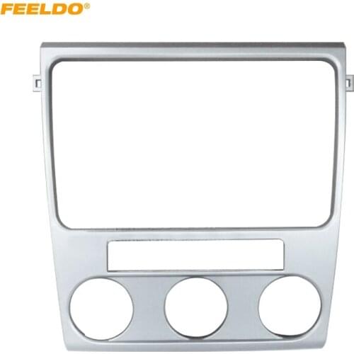 FEELDO Silver Car Stereo Radio 2Din Fascia Frame for Volkswagen Lavida 2010-2012 Audio DVD Frame Face Plate Trim Bezel #2301