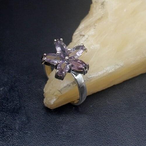 Gemstonefactory Jewelry Big Promotion Single Unique 925 Silver Gems Purple Amethyst Women Men Gifts Rings 8.5# 20213038
