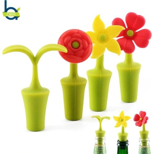 OBR Silicone Red Wine Stoppers Flower Wine Cork Stopper Plug Portable Leakproof Sealer Champagne Beer Bottle Cap Bar Tools